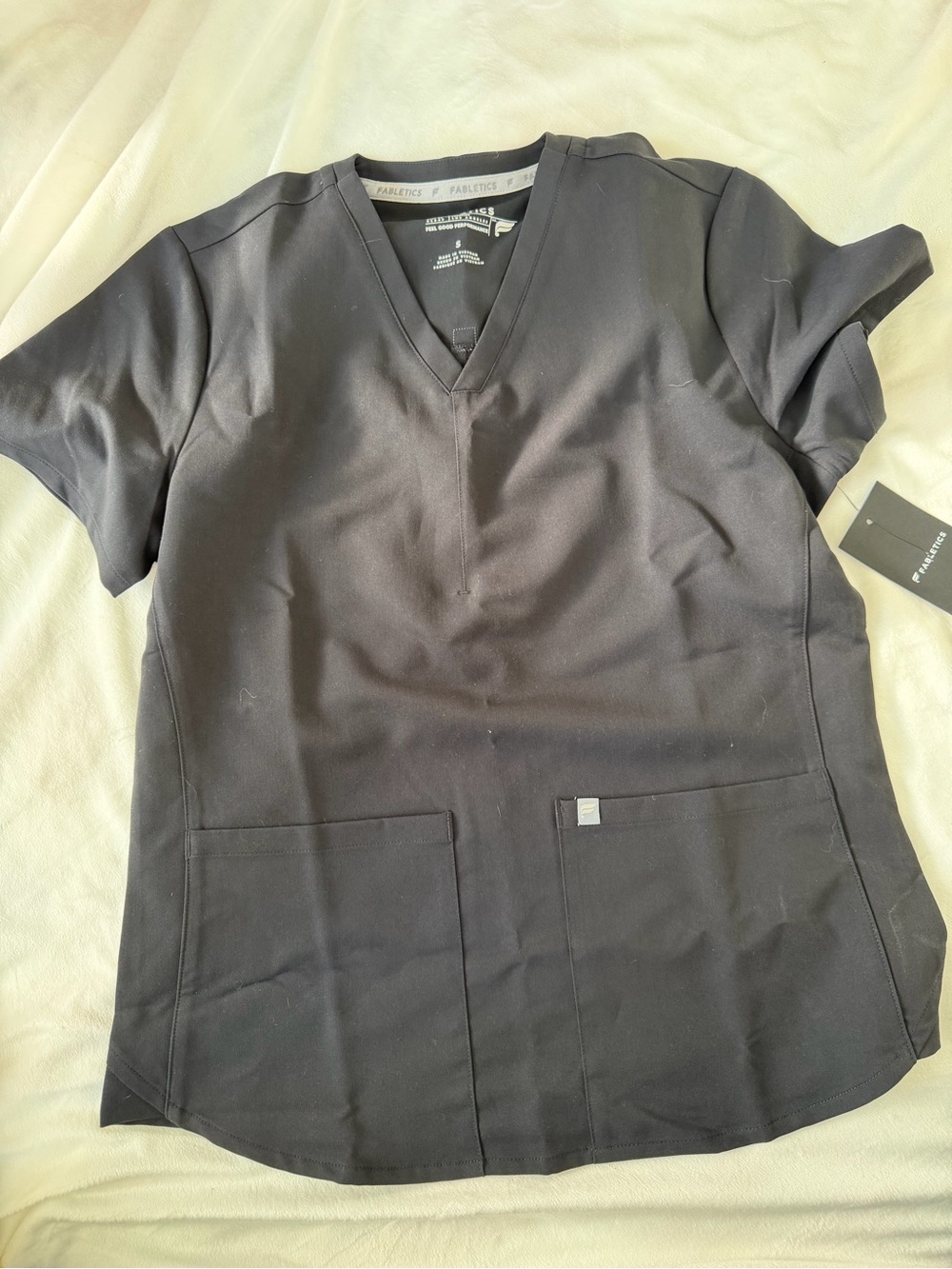 Fabletics Black V-Neck Short Sleeve Scrub Top